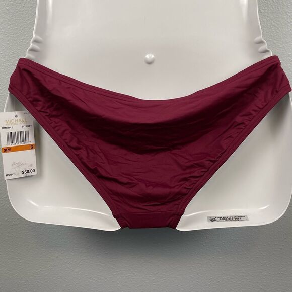 NWT MICHAEL Michael Kors Ruby Red Bikini Bottoms Size S - Picture 2 of 3